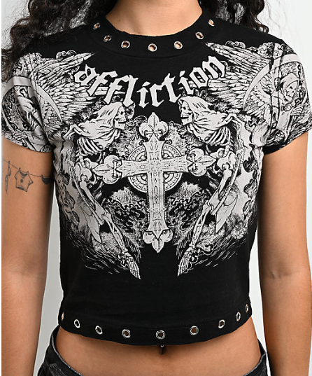 Affliction Mortal Veil Black Crop T-shirt
